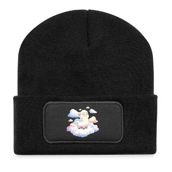 Agneau nuage dans la lumière du rêve - Beanie recyclé à patch - noir - Devant