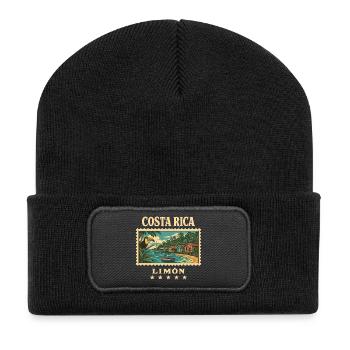 Costa Rica Limón Vintage Reisemarke - Recycelte Patch Beanie - Schwarz - Vorne