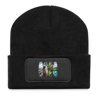 Panama Vacation Travel – Canal City & Culture Motif - Recycled Patch Beanie - black - Front