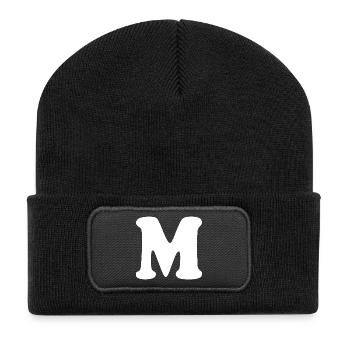 Impression en grand style M | Lettre M | M Logo - Beanie recyclé à patch - noir - Devant