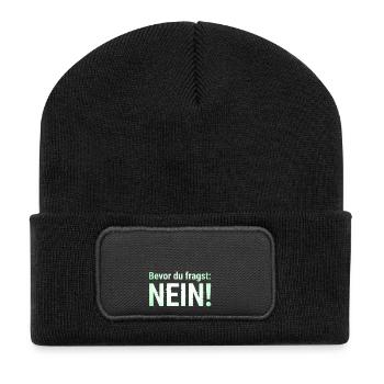 Lustiger Spruch Witziges Statement - Recycelte Patch Beanie - Schwarz - Vorne