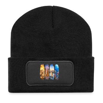 Ägypten Urlaub Travel – Pyramiden Kultur Motiv - Recycelte Patch Beanie - Schwarz - Vorne