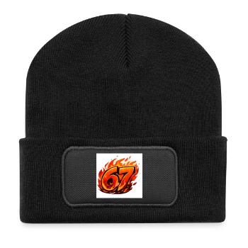 Fire Logo67 - Recycled Patch Beanie - black - Front