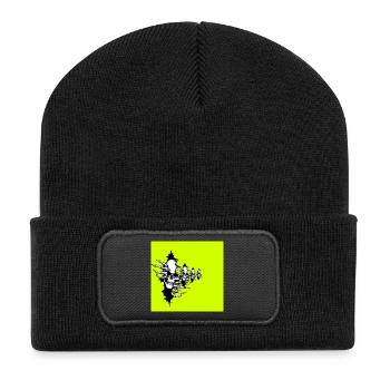 Neon Yellow Skeleton Necklace - Recycled Patch Beanie - black - Front
