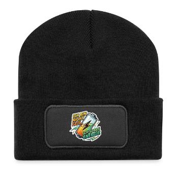 Ich bin nicht faul ich sparen Energie - Recycelte Patch Beanie - Schwarz - Vorne