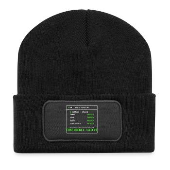 Cadeau IT DevOps du pipeline de construction System Check - Beanie recyclé à patch - noir - Devant
