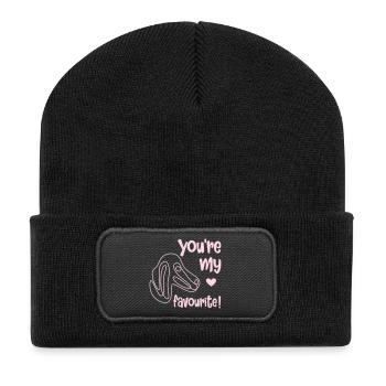 Lieblingshund - Recycelte Patch Beanie - Schwarz - Vorne