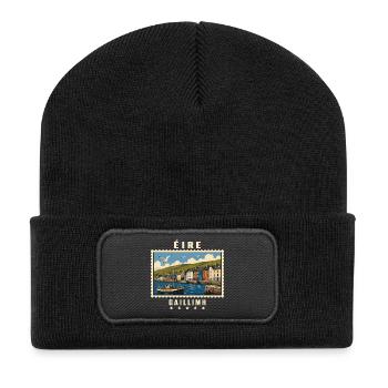 Irland Galway Vintage Reisemarke - Recycelte Patch Beanie - Schwarz - Vorne