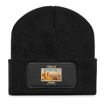 Türkiye Göreme Vintage Reisemarke - Recycelte Patch Beanie - Schwarz - Vorne