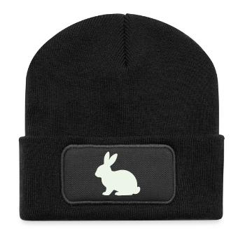 Zarte Kaninchen Silhouette - Recycelte Patch Beanie - Schwarz - Vorne