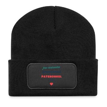 Einschulung 2026 Patenonkel - Schulkind Geschenk S - Recycelte Patch Beanie - Schwarz - Vorne