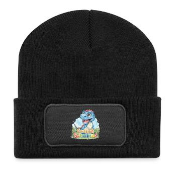 Süßer Baby Dino Endlich Schulkind 2026 T-Rex - Recycelte Patch Beanie - Schwarz - Vorne