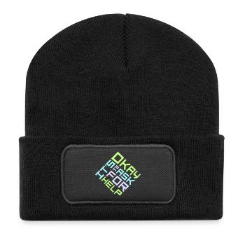 It's Okay To Ask For Help Help Questions Saying Logo - Recycled Patch Beanie - black - Front
