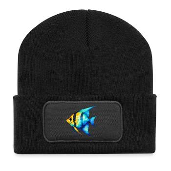 Blue Yellowfish Watercolor - Recycled Patch Beanie - black - Front