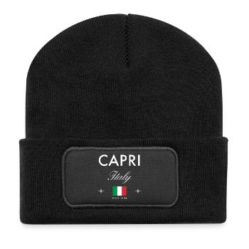 Capri Italy Coordinates Travel Souvenir - Recycled Patch Beanie - black - Front