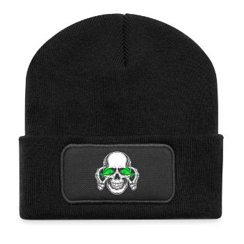 Skull with green fish eyes - Recycled Patch Beanie - black - Front