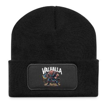  Valhalla Wikinger Krieger Nordische Mythologie - Recycelte Patch Beanie - Schwarz - Vorne