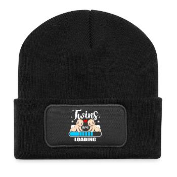 Zwillinge sind geladen, Mama bekommt Zwillinge - Recycelte Patch Beanie - Schwarz - Vorne