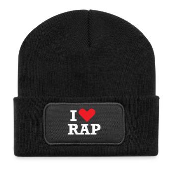 Ich liebe RAP - Recycelte Patch Beanie - Schwarz - Vorne