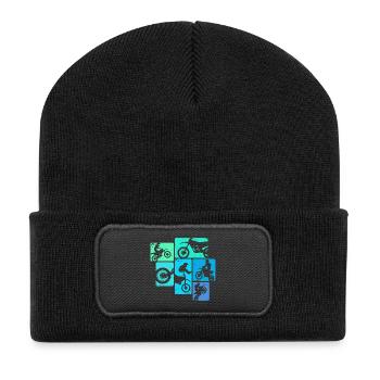 Dirt Bike Motocross Enduro Motorrad Kinder - Recycelte Patch Beanie - Schwarz - Vorne