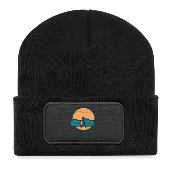 Not Lost Just Somewhere Else - Recycelte Patch Beanie - Schwarz - Vorne