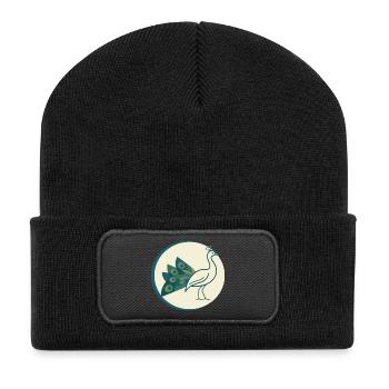 Pfau - Recycelte Patch Beanie - Schwarz - Vorne