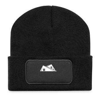 Haus Dach - Recycelte Patch Beanie - Schwarz - Vorne