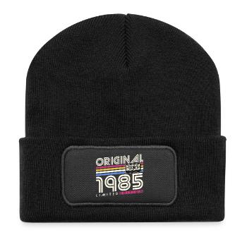 Original 1985 Vintage Birthday Gift Retro - Recycled Patch Beanie - black - Front
