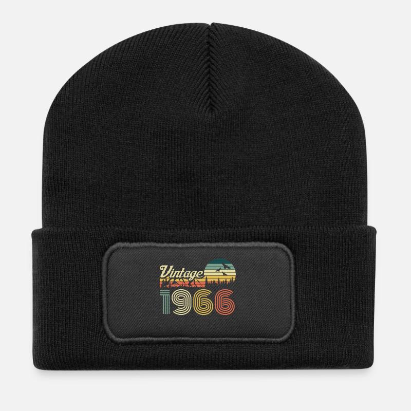 Vintage 1966 anniversaire rétro vintage cadeau - Beanie recyclé à patch - noir