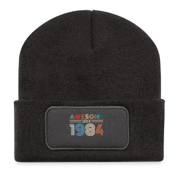 Vintage 1984 84 Birthday Retro Vintage Gift - Recycled Patch Beanie - dark grey - Front