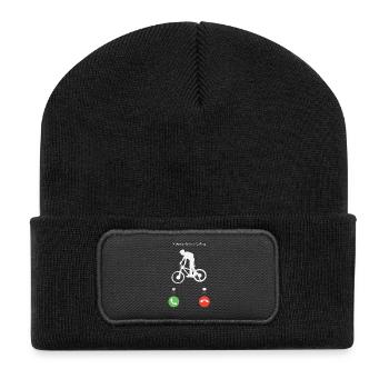 Mein Mountainbike ruft - Recycelte Patch Beanie - Schwarz - Vorne