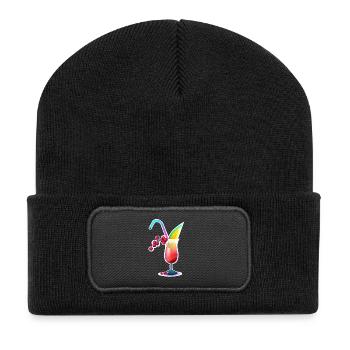 Tropischer Farbcocktail - Recycelte Patch Beanie - Schwarz - Vorne
