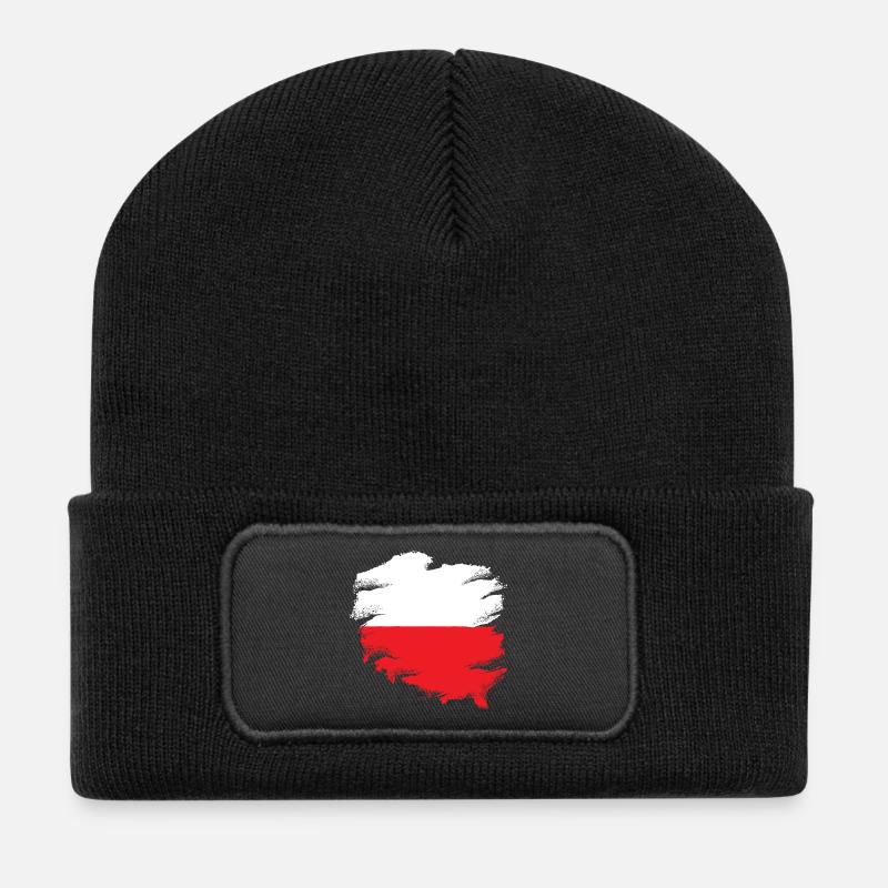 polnische Flagge - Recycelte Patch Beanie - Schwarz