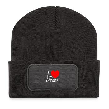 I love Jesus - Recycelte Patch Beanie - Dunkelgrau - Vorne