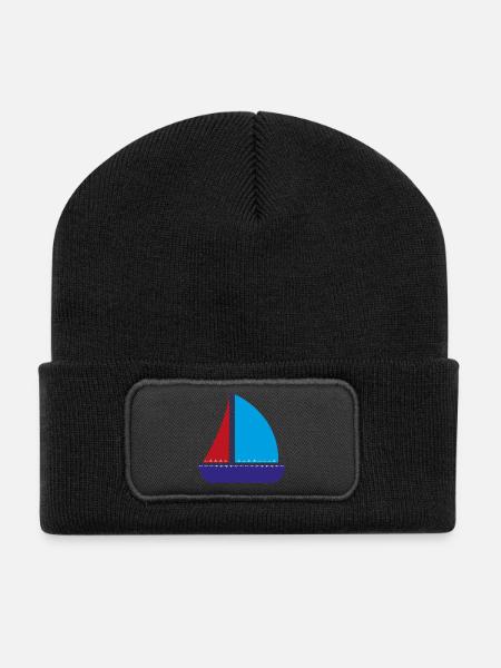 Segelboot - Recycelte Patch Beanie - Schwarz
