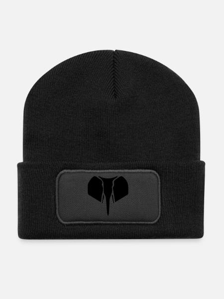 Elephant silhouette - Recycled Patch Beanie - black