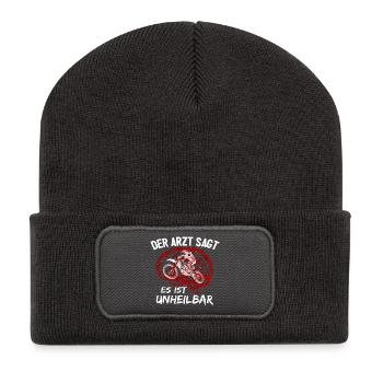 Motocross - Es ist unheilbar - Dirtbike rot - Recycelte Patch Beanie - Dunkelgrau - Vorne