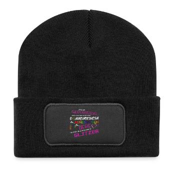 Geburtstagssprüche Sonnenschein Regenbogen & Liebe - Recycelte Patch Beanie - Schwarz - Vorne