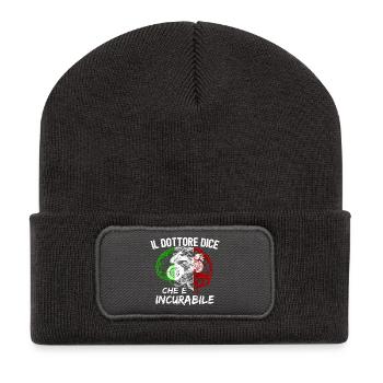 Motocicletta Italia È incurabile - Recycelte Patch Beanie - Dunkelgrau - Vorne