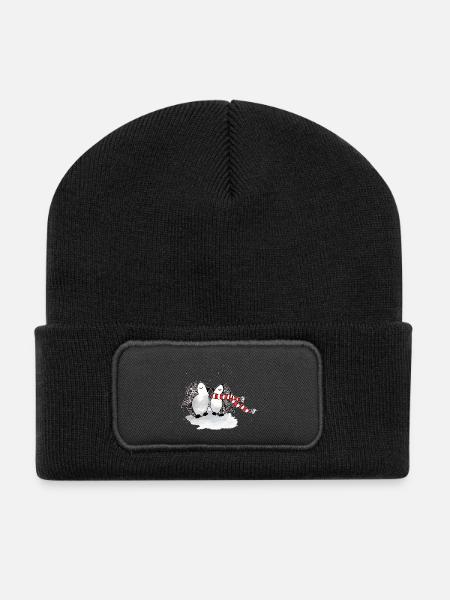 Niedliche Pinguine Winter - Recycelte Patch Beanie - Schwarz