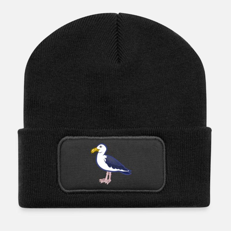 Möwe - Recycelte Patch Beanie - Schwarz