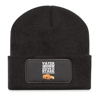 VATER UND SOHN - Recycelte Patch Beanie - Dunkelgrau - Vorne