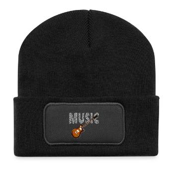 Musician Guitarist Guitar Sheet Music Music Electric Guitar - Recycled Patch Beanie - black - Front
