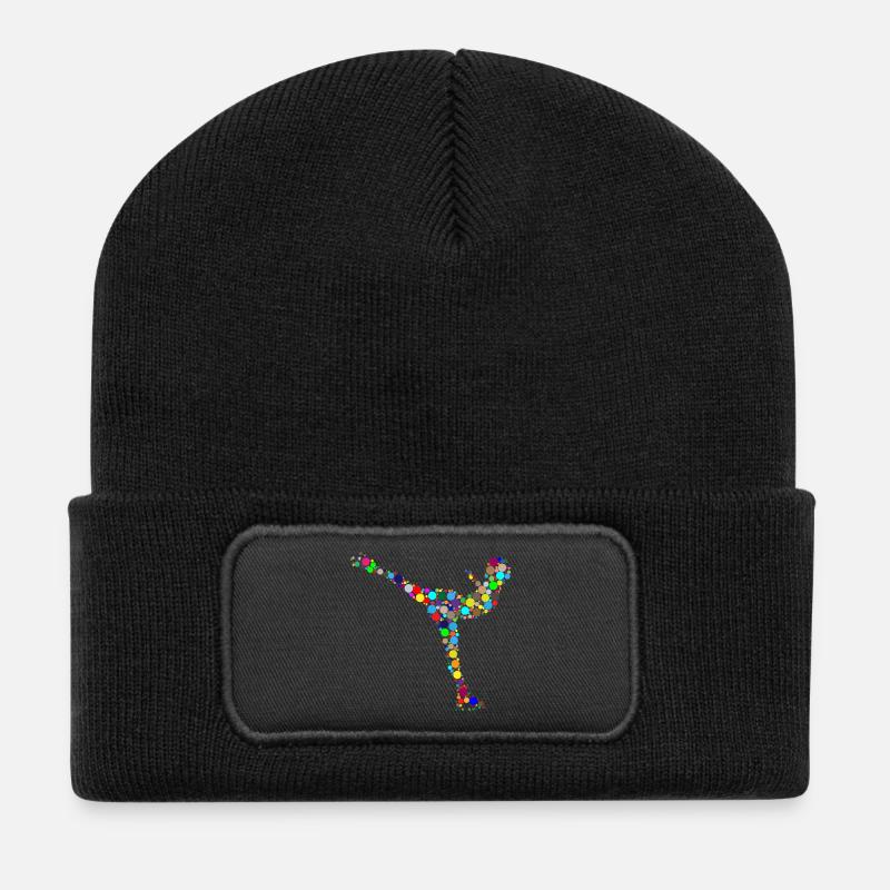 ice skating schlittschuhe laufen skates skating5 - Recycelte Patch Beanie - Schwarz