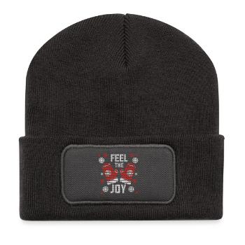 Ugly Christmas Winter Handschuhe Schneeflocken Joy - Recycelte Patch Beanie - Dunkelgrau - Vorne