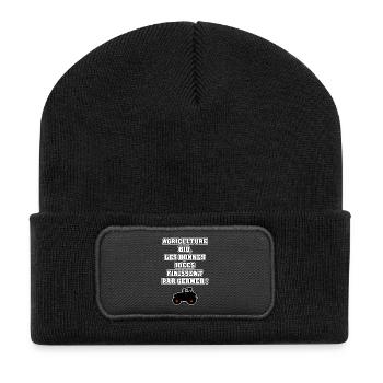 AGRICULTURE BIO, LES BONNES IDÉES FINISSENT PAR - Beanie recyclé à patch - noir - Devant