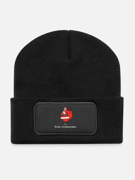 Weihnachten | Frohe Weihnachten | Weihnachtsmann - Recycelte Patch Beanie - Schwarz