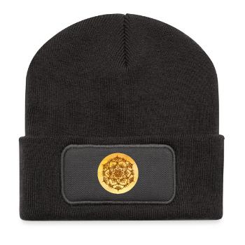 Mandalas solaire - Beanie recyclé à patch - charbon - Devant