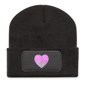 coeur paillettes - Beanie recyclé à patch - charbon - Devant