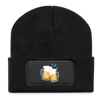 wiesn bier krüge - Recycelte Patch Beanie - Schwarz - Vorne